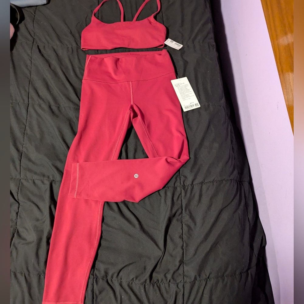 SET - Lululemon Wunder Train High-Rise 25" Leggings + Strappy Racer Bra Set - Picture 2 of 7